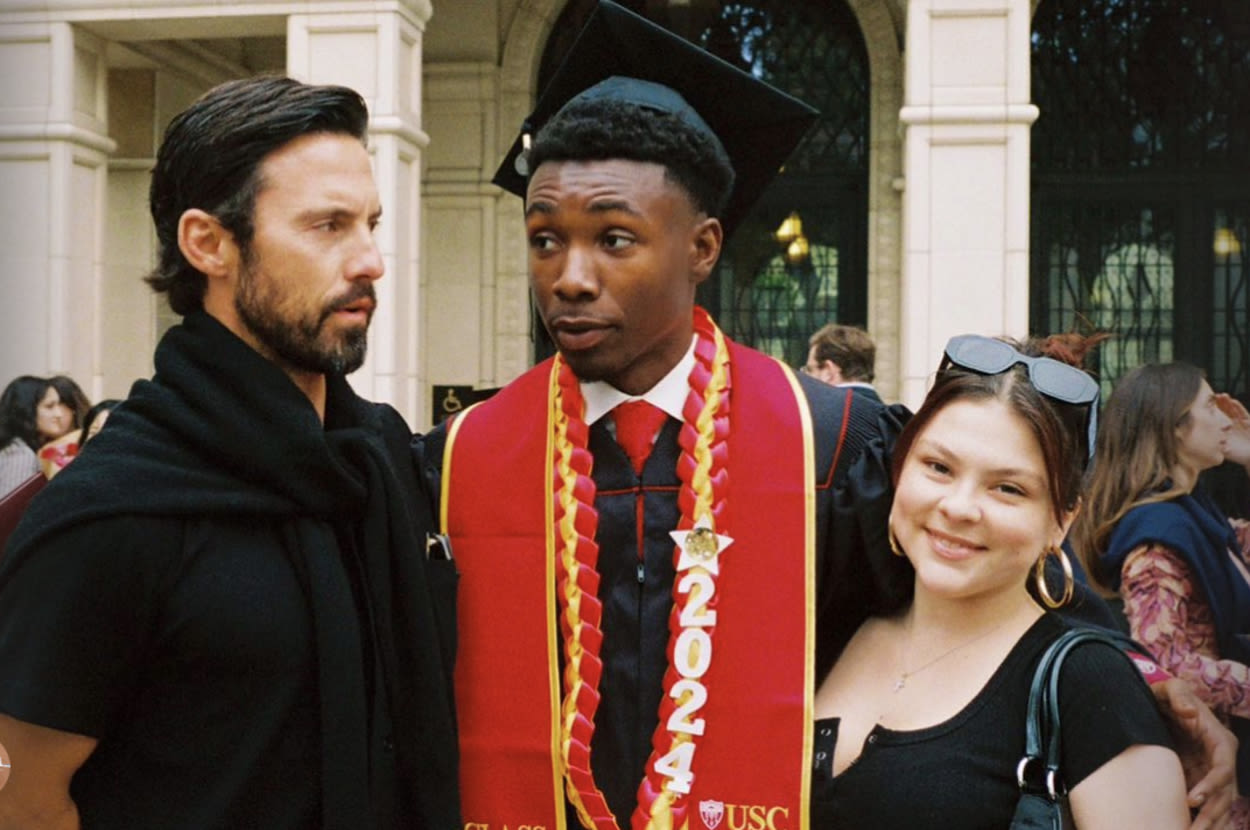 "This Is Us" Star Niles Fitch Reunited With His TV Dad Milo Ventimiglia And More Family Members At His USC...