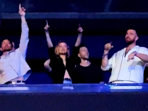 Travis Kelce, Gigi Hadid and Bradley Cooper dance at Taylor Swift's Paris concert