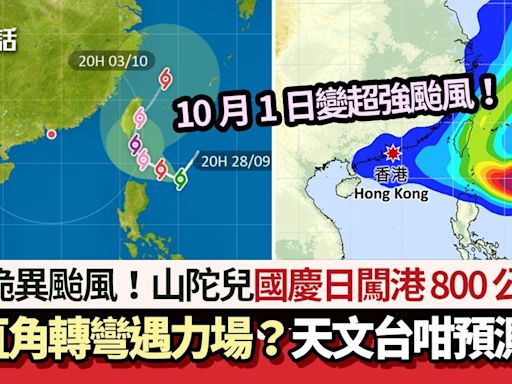 颱風山陀兒│天文台料10.1闖港800公里突直角轉彎 網民：國慶力場