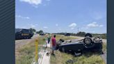 Driver unhurt after his car crashes in Refugio County
