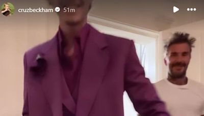 Cruz Beckham copies his father again by wearing the famous purple suit