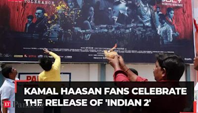 Kamal Haasan movie 'Indian 2' released in theatre, fans celebrate by bursting crackers