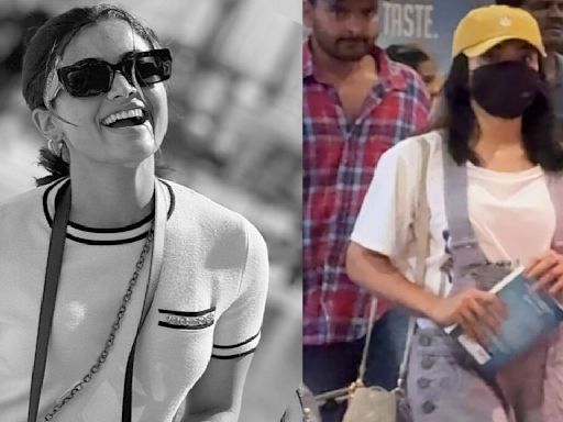 WATCH: Rashmika Mandanna sports ripped denim dungaree at airport; flaunts her obsession with Korean fashion trend