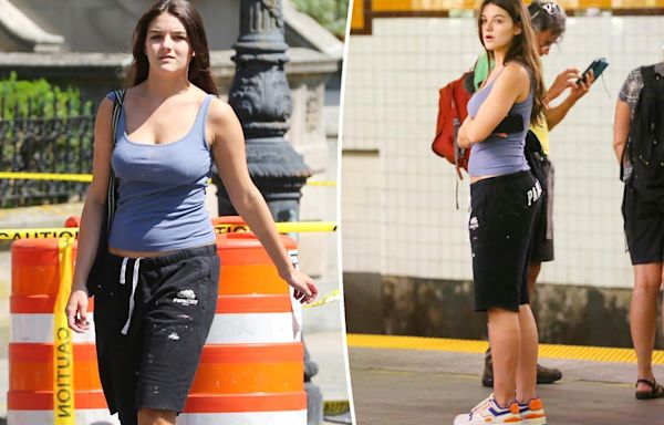 Suri Cruise, 18, beats the summer heat in NYC with tank top and cut-off sweatpants