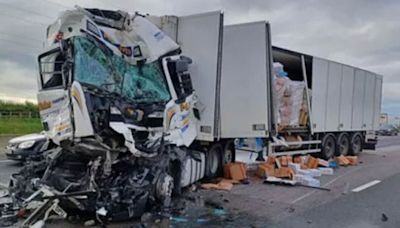 M6 traffic backed up for 12 miles after five-lorry smash-up with huge delays