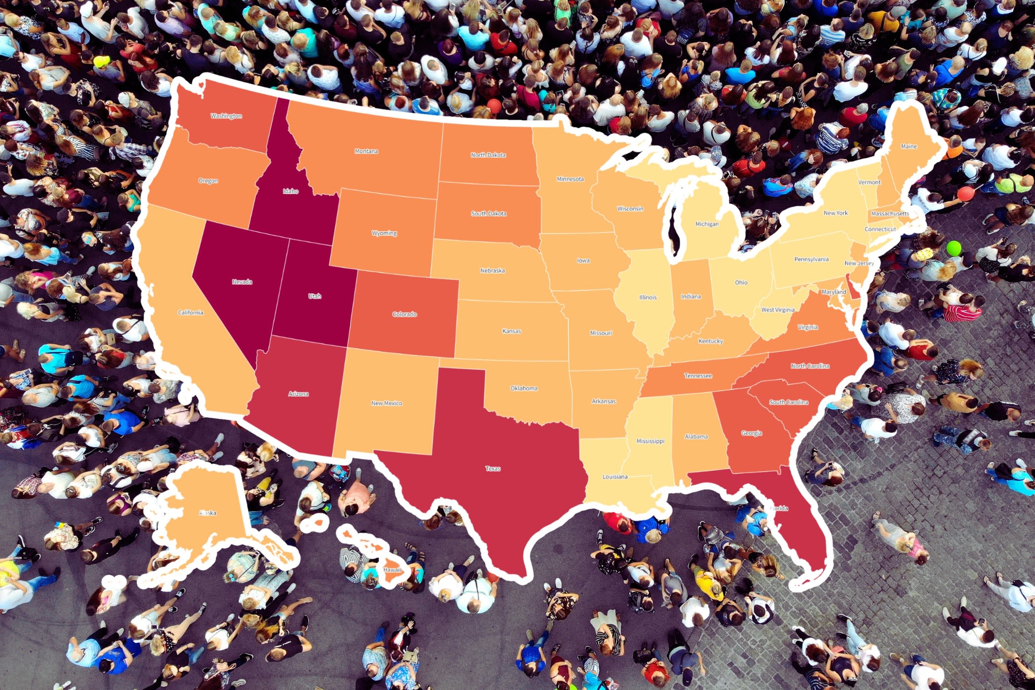 Population map reveals fastest growing US states this century
