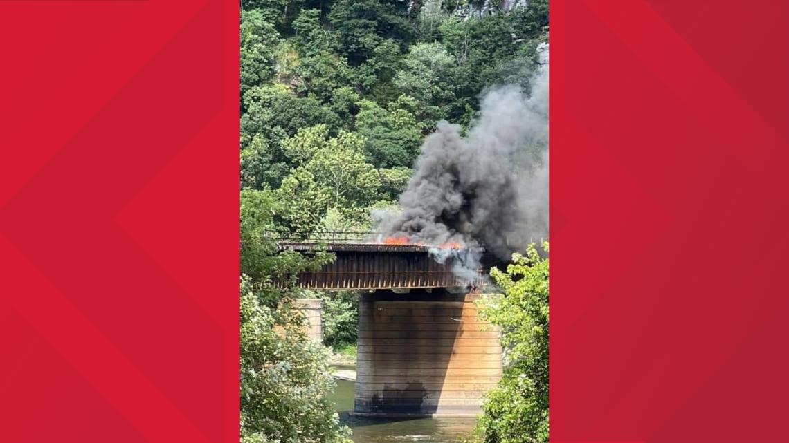 Railroad traffic impacted after fire damages Harpers Ferry Bridge