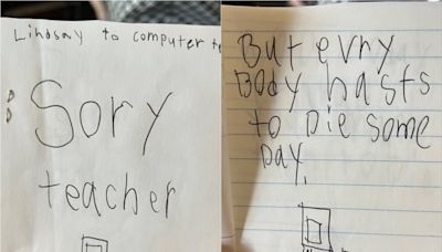 Seven-year-old’s hilarious sympathy card for teacher goes viral