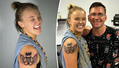 JoJo Siwa unveils huge new arm tattoo of winged teddy bear