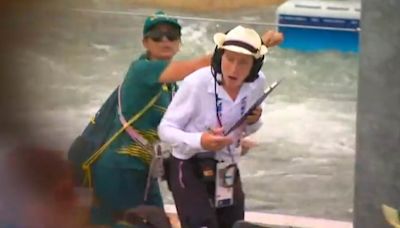 Jess Fox's mum is caught on camera in bizarre Olympics accident