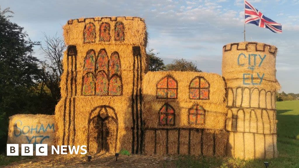 Straw bale Ely Cathedral created by Soham Young Farmers