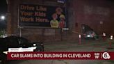Car crashes into building near sign encouraging drivers to be safe - ABC17NEWS