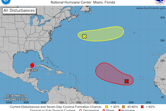 National Hurricane Center tracking Hurricane Helene. Tropical Storm Isaac forms in Atlantic