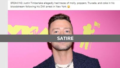 Fact Check: Posts on drug traces in Justin Timberlake's blood stem from parody account