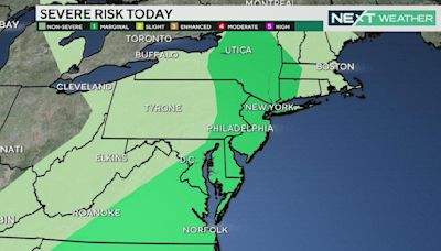 Scattered but strong storms possible around Philadelphia Thursday, marginal risk for severe weather remains