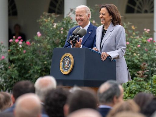 In first public remarks, Kamala Harris praises Joe Biden, doesn’t talk presidential campaign