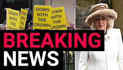 Anti-monarchy protesters shout ‘down with the crown’ at Queen Camilla