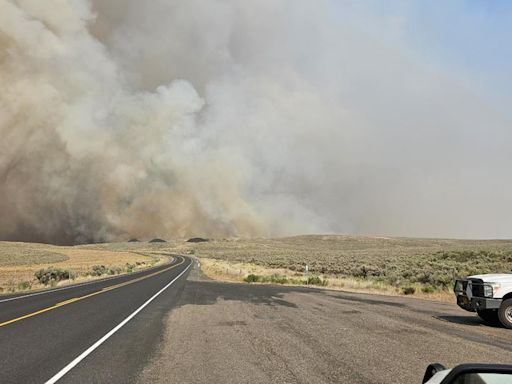 Fire crews battle 114,000-acre Cow Valley Fire amid severe weather, zero containment