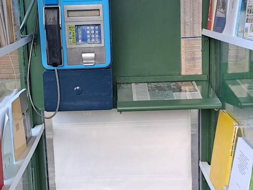 Las vecinas de Almendral de la Cañada han convertido una antigua cabina telefónica en una librería al aire libre