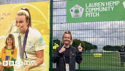 Lioness Lauren Hemp opens 3G pitch named after her near Norwich