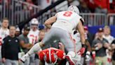 Ohio State football tight end Cade Stover leaves with injury against Georgia