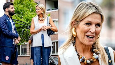 Queen Maxima of the Netherlands Embraces High-low Dressing in Zara Vest, Natan Trousers and ‘Peanut’ Jewelry for Latest Royal Engagement