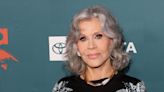 Jane Fonda looks glamorous in a black embellished co-ord