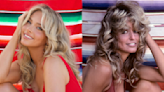 Camille Kostek recreates iconic Farrah Fawcett swimsuit photos