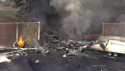 Route 3 closed in Clifton, New Jersey after fatal tractor-trailer explosion. Nearby homes evacuated.