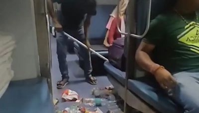 Video Of Worker Sweeping Train Trash Sparks Civic Sense Debate On Social Media