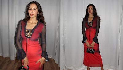 Sonam Bajwa Sets Hearts On Fire In Her Black And Red Ombre Maxi Dress