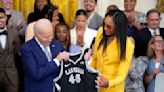 President Joe Biden cheers the Las Vegas Aces and women's basketball