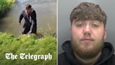 Watch: Drug dealer jumps into river to avoid arrest before collapsing with exhaustion