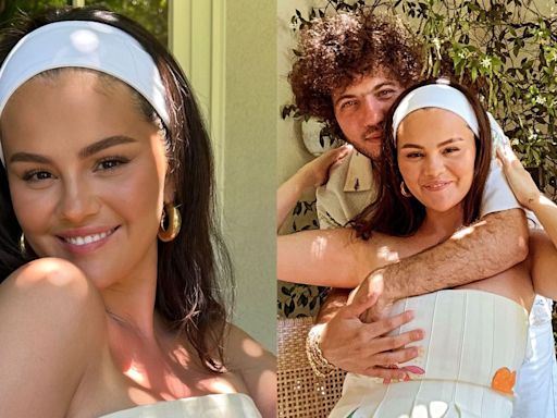 Selena Gomez Wears Strapless White Sundress in New Pics With Benny Blanco