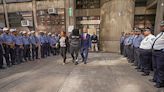Army of NYPD traffic agents witness Harlem perp walk of teen who allegedly attacked colleague with fire extinguisher | amNewYork
