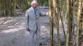 ‘I feel slightly bamboozled,’ quips Charles after posing among bamboo trees