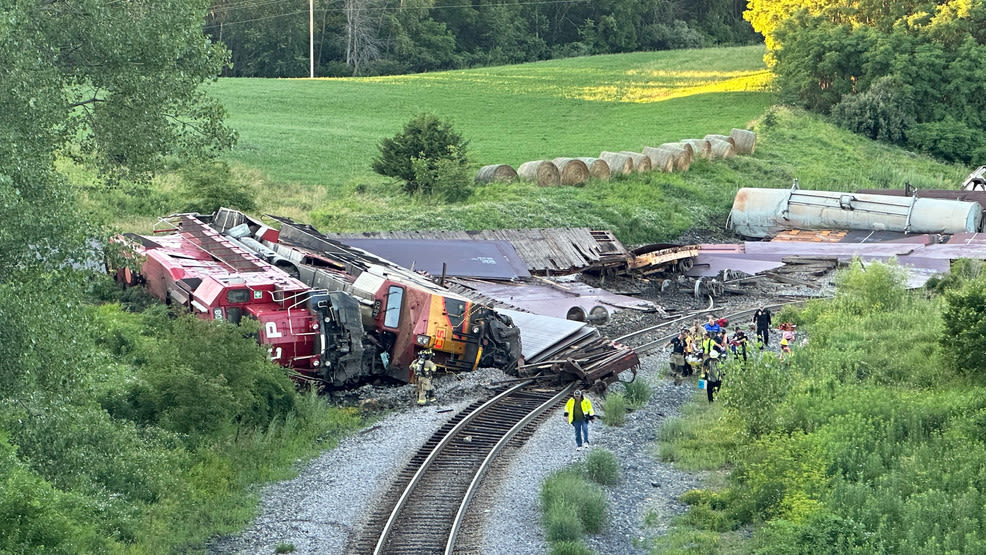 Train derailment sends one crew member to hospital with serious injuries