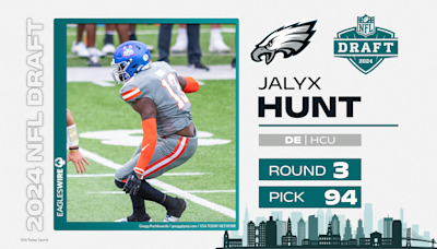 Eagles select Houston Christian University LB Jalyx Hunt with the No. 94 overall pick