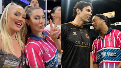 Alisha Lehmann watches on as Brazil legends Kaka and Ronaldinho go head to head in 'Game of Legends' in LA | Goal.com English Oman