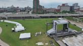 Crews preparing for Jack Harlow's Gazebo Fest at Waterfront Park in Louisville