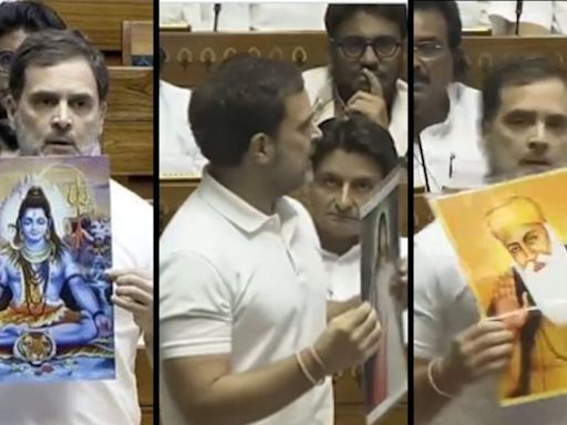 Rahul Gandhi Shows Photos of Shiva, Jesus, Guru Nank During Maiden Lok Sabha Speech; Speaker Interjects - News18