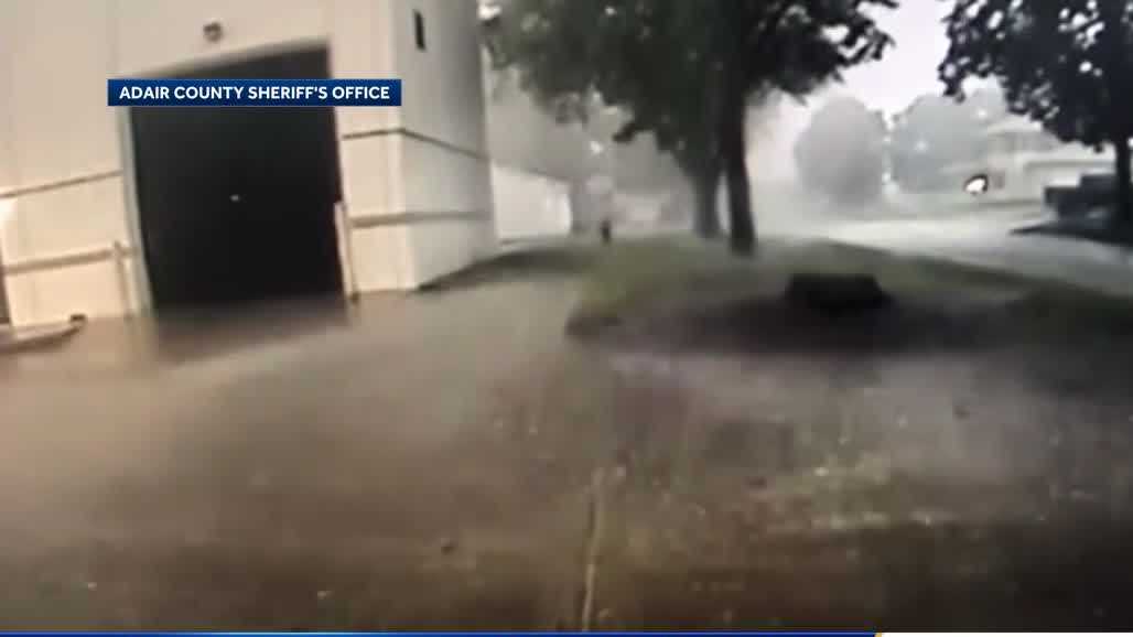 New video shows Iowa tornado blow through sheriff's office