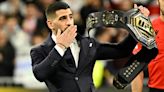 UFC champion Ilia Topuria takes honorary kickoff at Real Madrid’s game vs. Sevilla at the Santiago Bernabeu