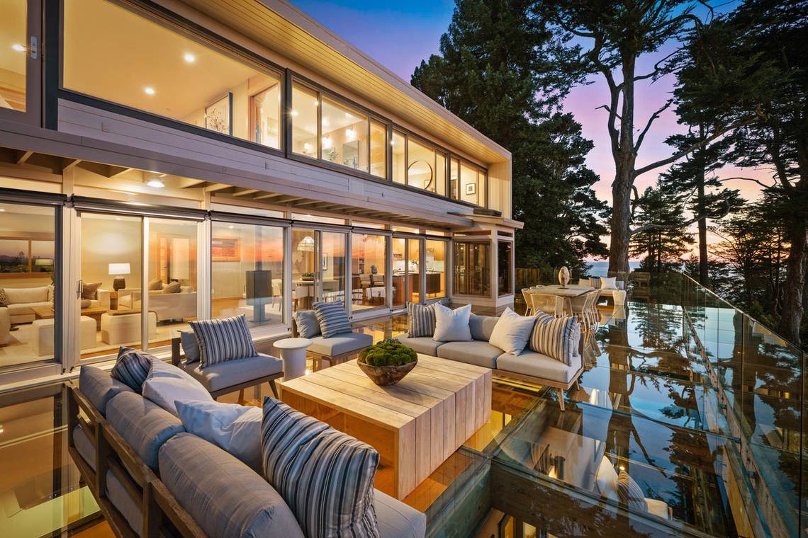 Check out the huge see-through glass terrace, ceiling in this Northern California home