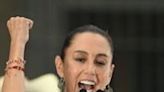 Mexico's ruling-party presidential candidate Claudia Sheinbaum speaks at a campaign rally