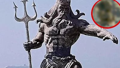 Así luciría la estatua de Poseidón en Yucatán si la cambiaran por la del dios maya Chaac, según la Inteligencia Artificial