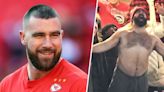 Travis Kelce reacts to brother Jason going shirtless at the Chiefs game