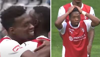 Las dos caras de Djaló: gol con el Braga... y expulsión por dos amarillas en un minuto