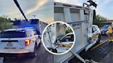 Dump Bed Detaches From Garbage Truck, Lands On Virginia Sheriff's SUV On I-81