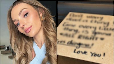 Irina Baeva comparte foto de regalo que recibió con un mensaje escrito en él